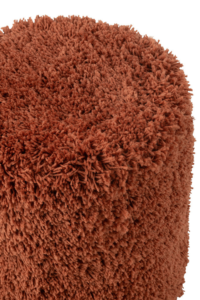 J-LINE POEF CYLINDER SHAGGY POLYESTER BAKSTEENROOD
