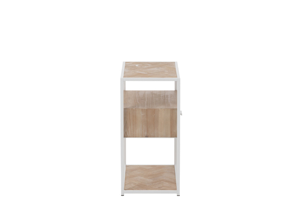 J-LINE SIDETABLE ZIGZAG MET 1 LADEN – HOUT/METAAL NATUUR/WIT