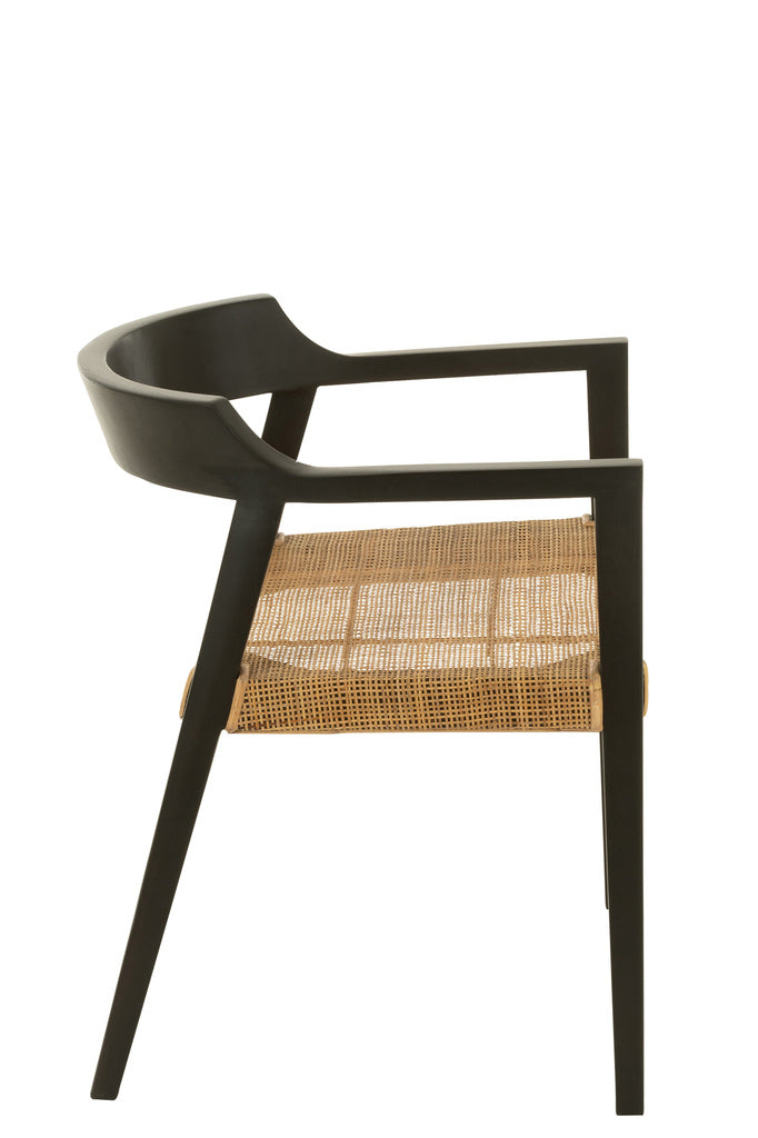 J-LINE STOEL EMMA TEAK ZWART/BRUIN