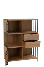 J-LINE KAST MET VERSCHILLENDE COMPARTIMENTEN HOUT/METAAL NATURAL