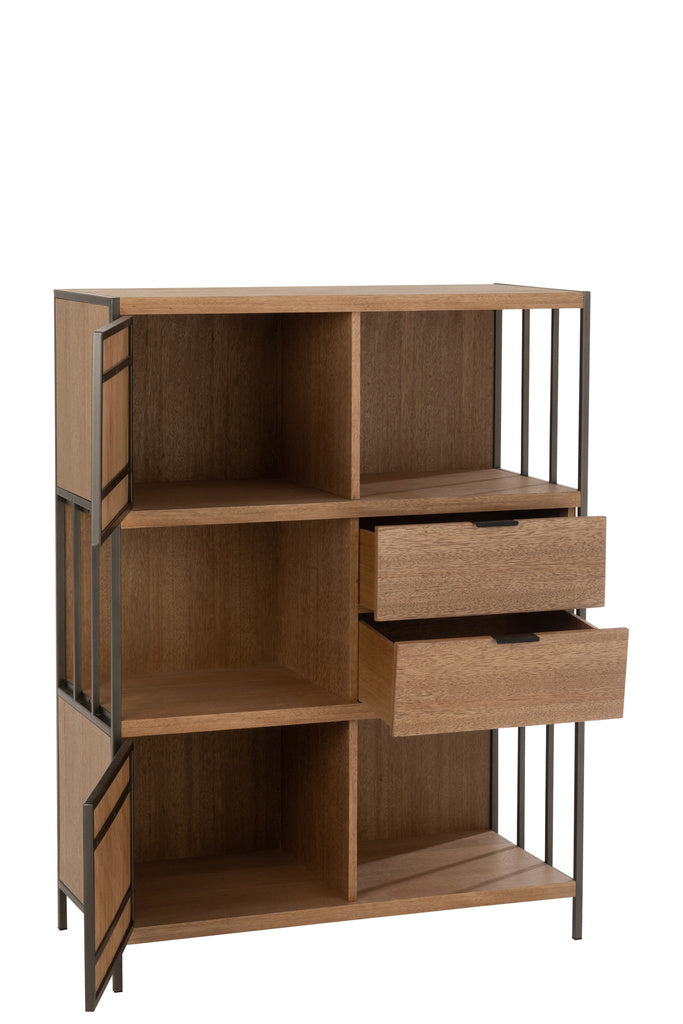J-LINE KAST MET VERSCHILLENDE COMPARTIMENTEN HOUT/METAAL NATURAL