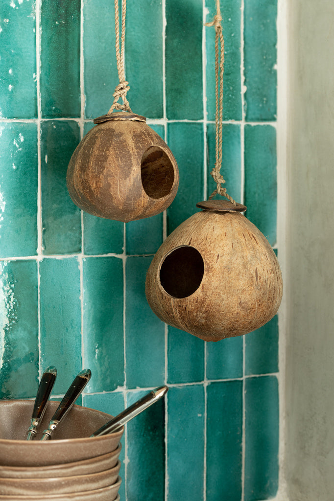 J-Line Kokosnoot Huis Bruin Naturel Groot – Natuurlijke Schuilplaats voor Tuinvogels