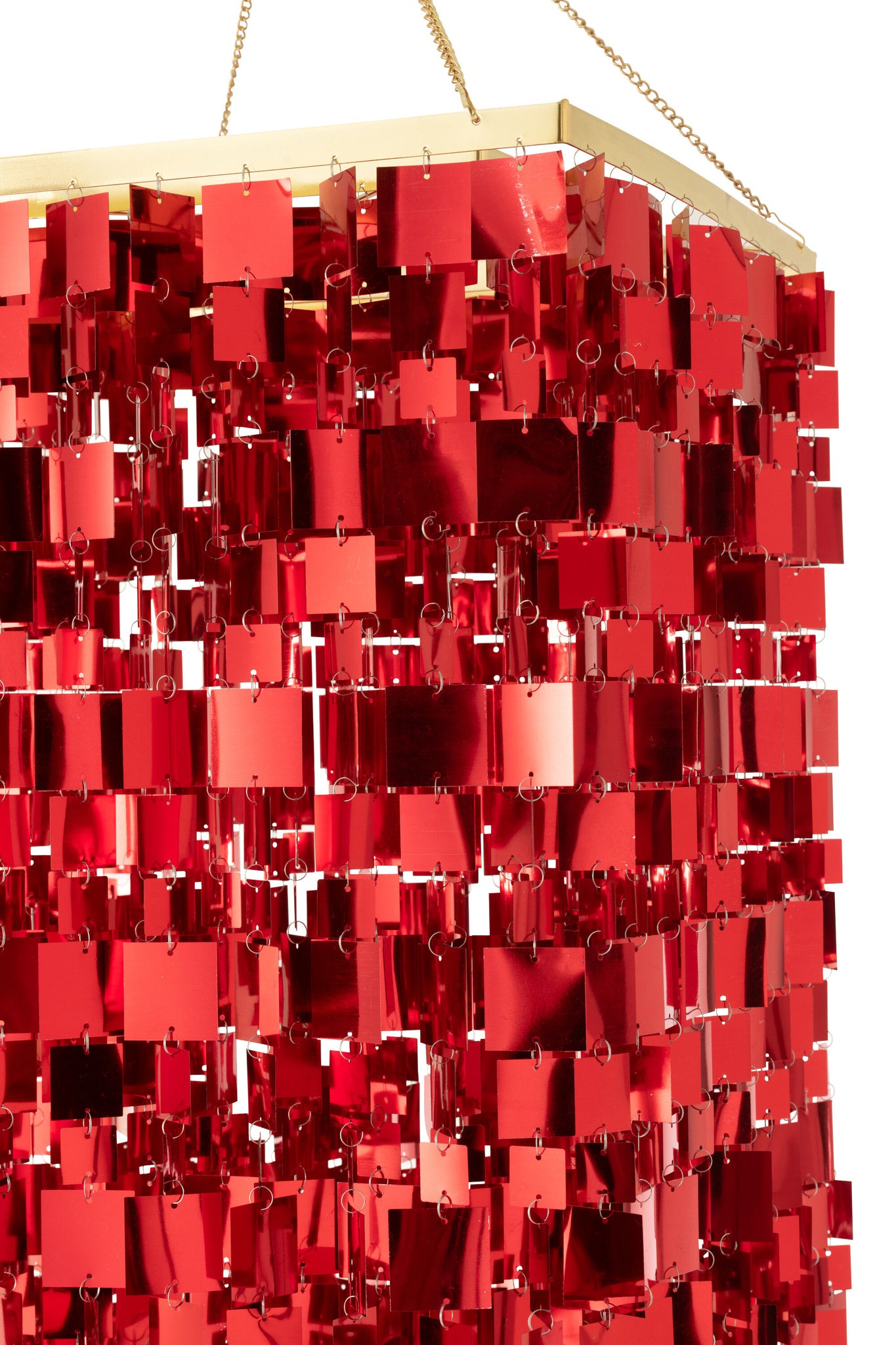 Vierkante PVC-lampenkap voor kroonluchter, rood, groot