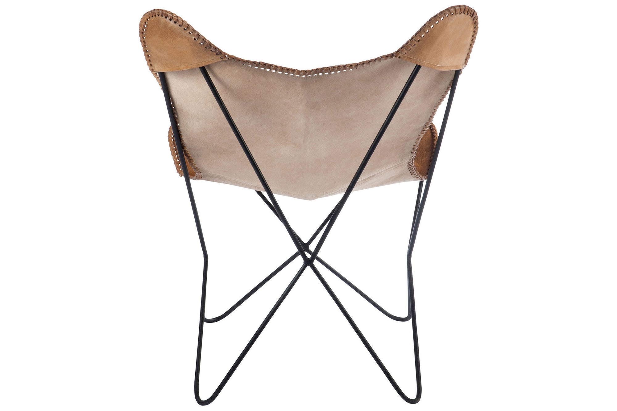 Loungestoel leer/metaal cognac