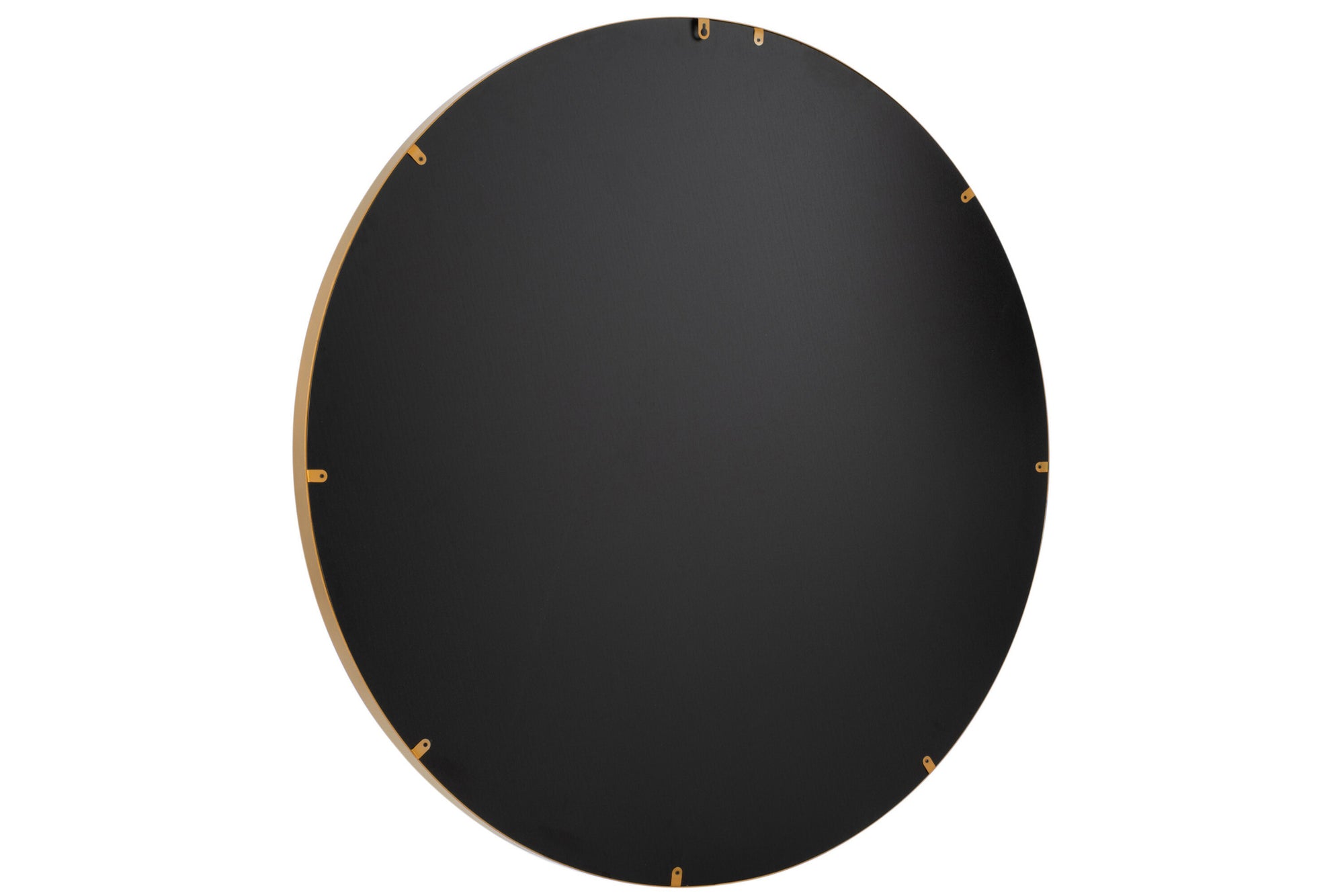 Ronde spiegel met hoge rand, metaal/glas, goud, groot