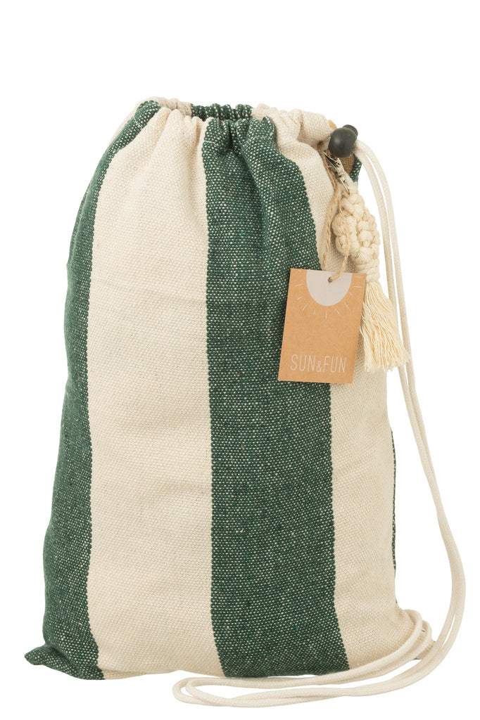 J-LINE HANGMAT GROTE STREPEN – KATOEN/POLYESTER DONKERGROEN/ECRU