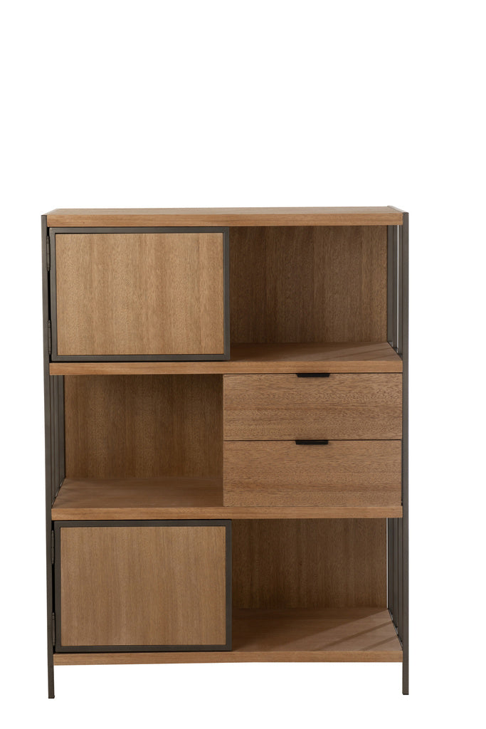 J-LINE KAST MET VERSCHILLENDE COMPARTIMENTEN HOUT/METAAL NATURAL