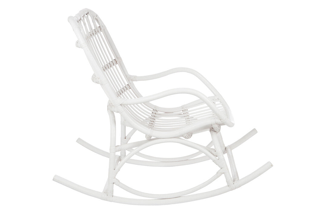Witte rotan schommelstoel