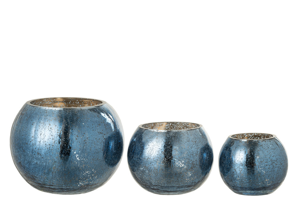 J-LINE WINDLICHT BAL CRAQUELÉ GLAS – PARELMOEREFFECT BLAUW LARGE
