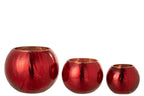 J-LINE WINDLICHT BAL CRAQUELÉ GLAS – PARELMOEREFFECT ROOD LARGE