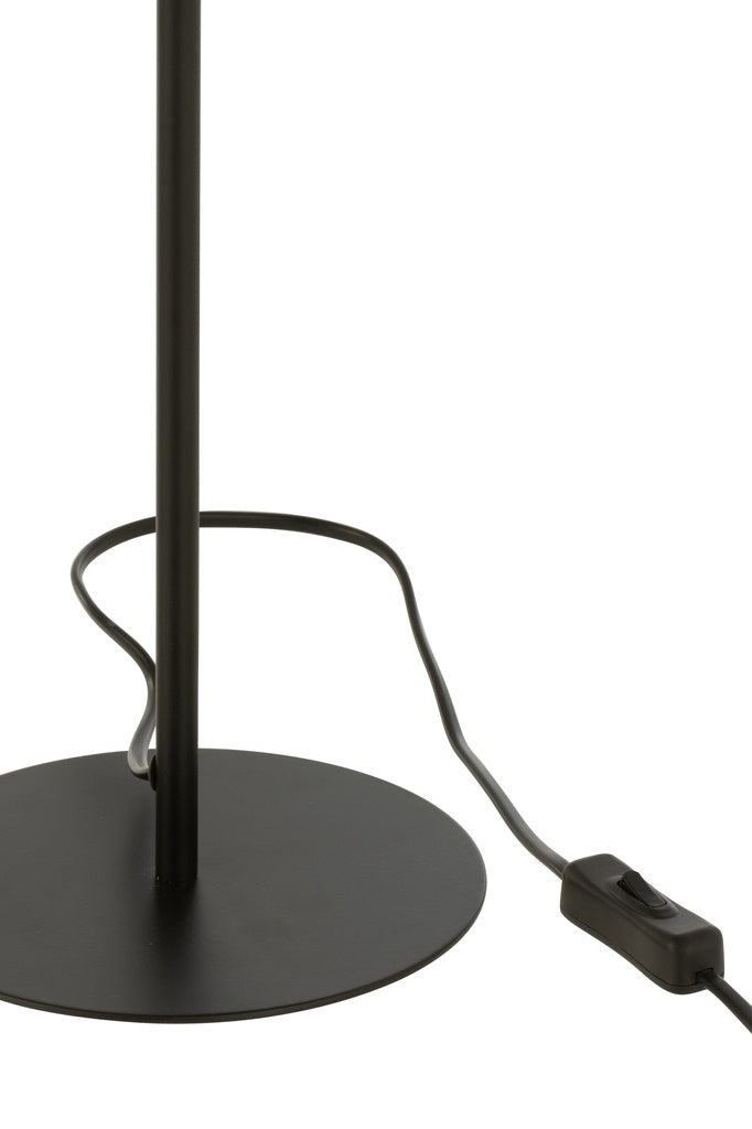 J-LINE TAFELLAMP METAAL/ROTAN ZWART/NATUREL