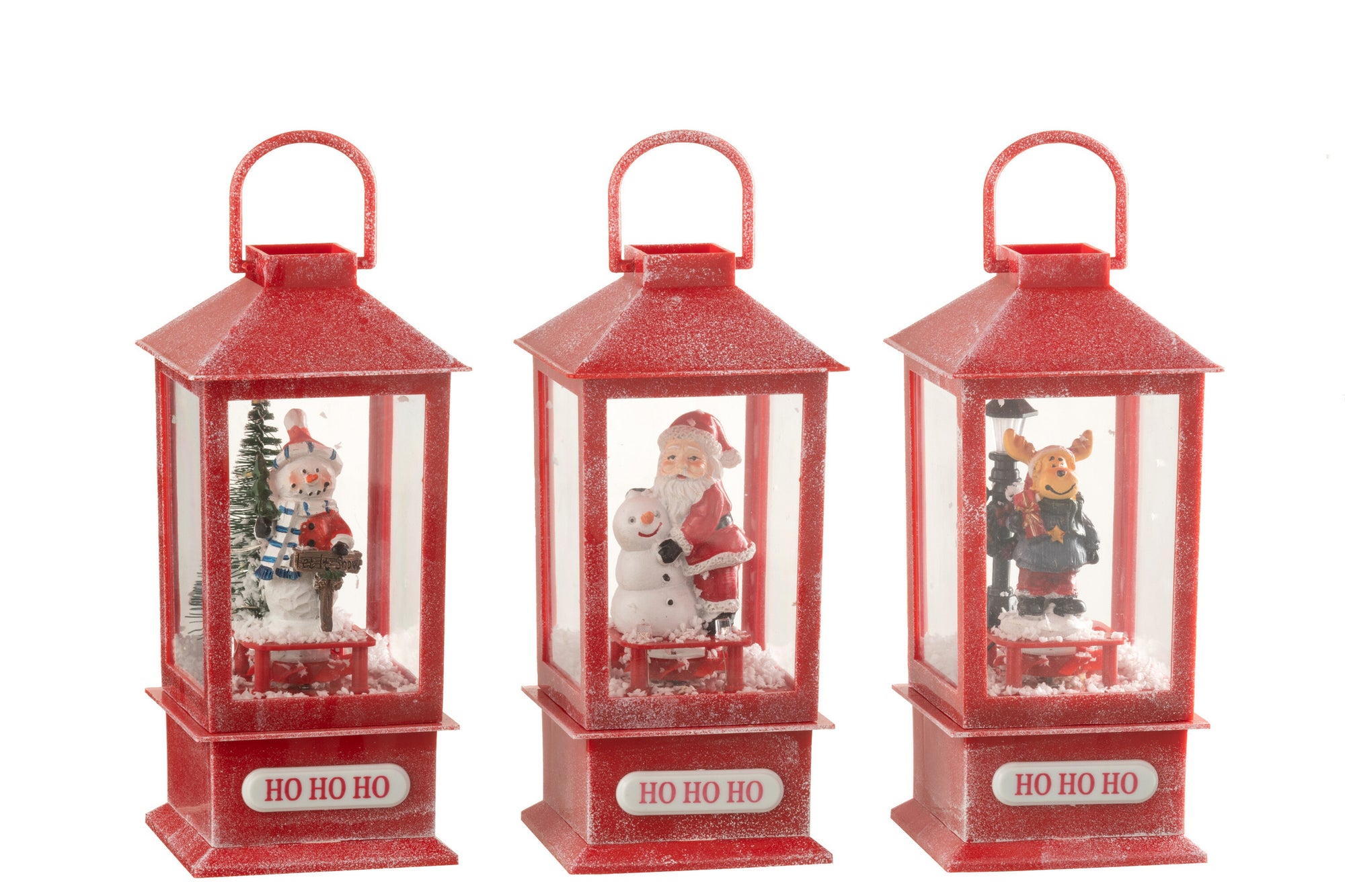 J-LINE SNEEUWBOL LANTAARN LED KERST HARS – ASSORTIMENT VAN 3