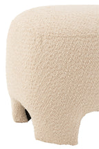 J-LINE POEF GEBREID TEXTIEL/HOUT WIT