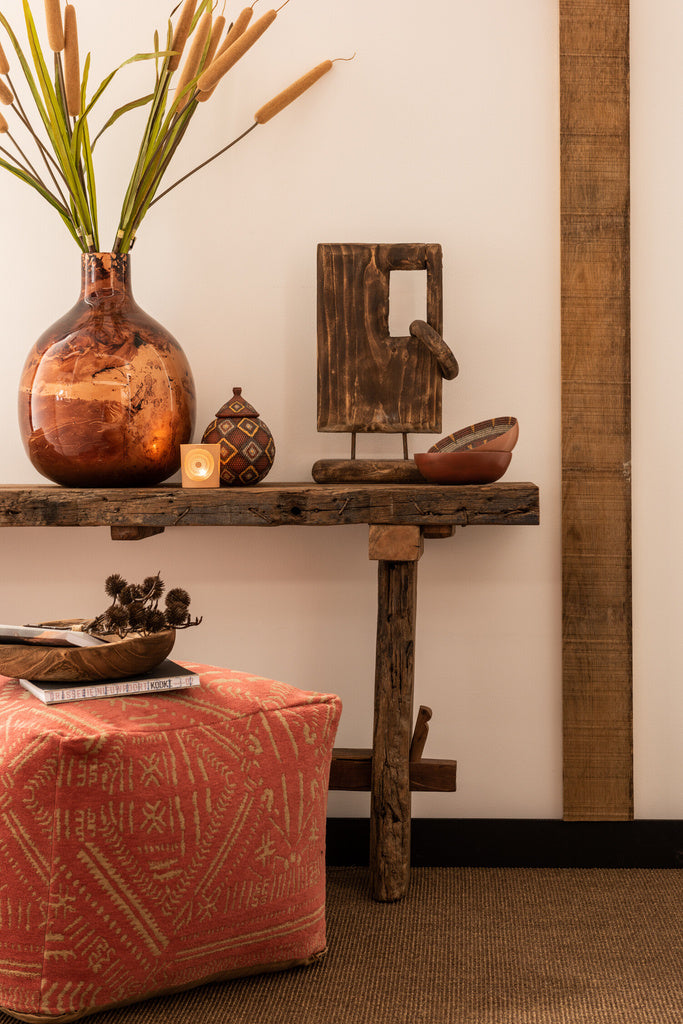 J-Line Decoration On Foot Square+Ring Willow Wood Brown