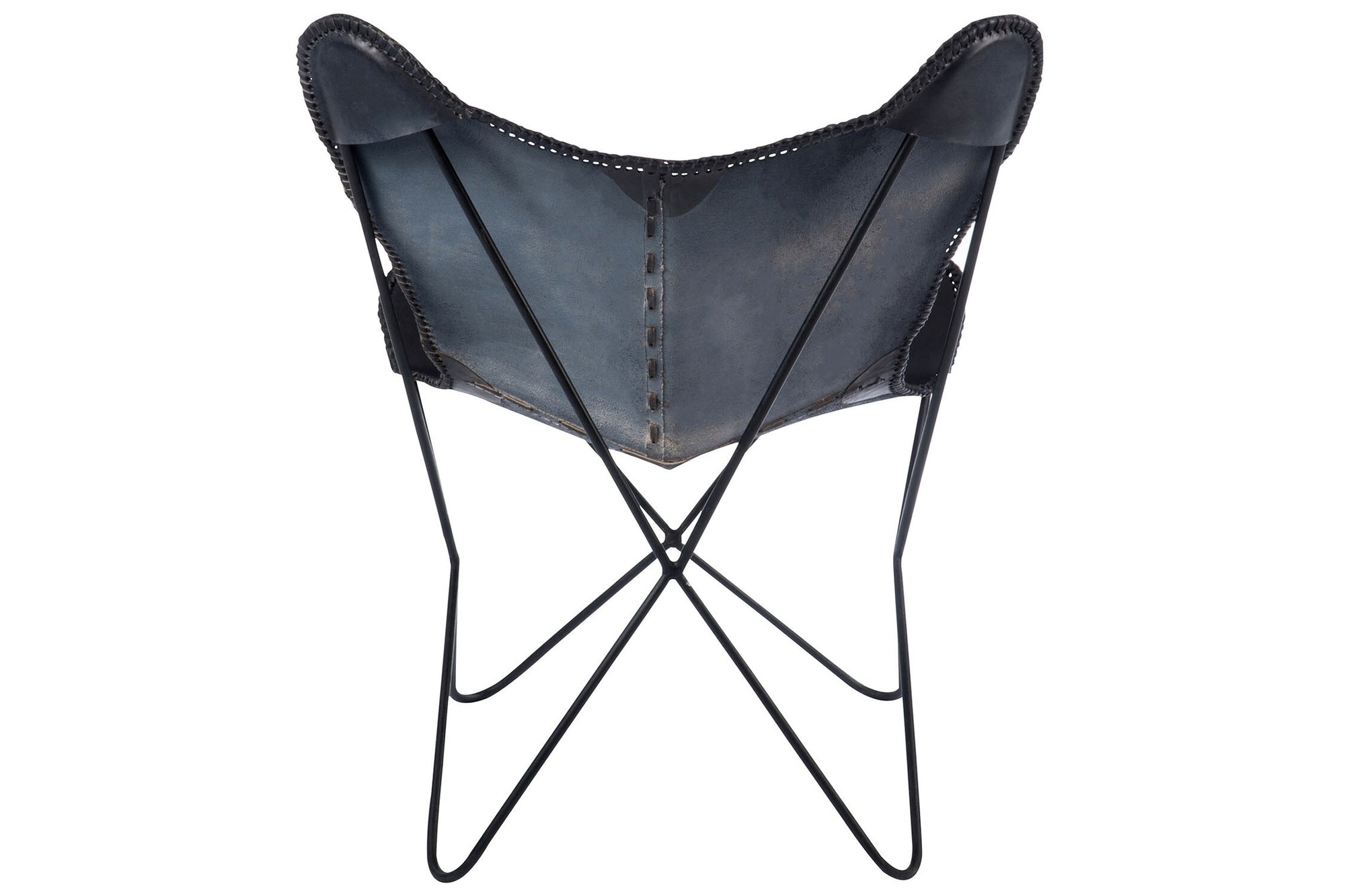 Loungestoel leer/metaal zwart