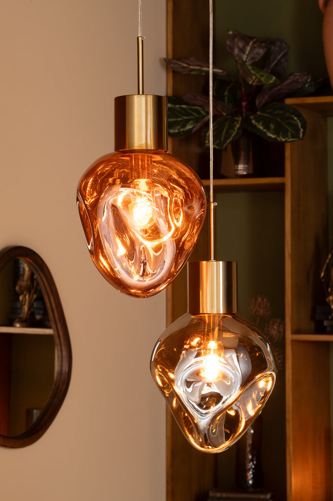 J-LINE HANGLAMP METAAL/GLAS GOUD/KOPER