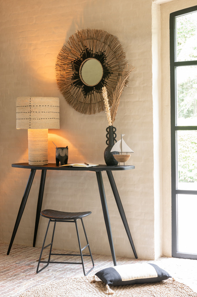 J-LINE KAST SHANIL 2-DEURS HOUT/IJZER NATUREL/GRIJS