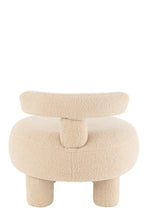 Ronde kruk met rugleuning, bouclé, warm beige