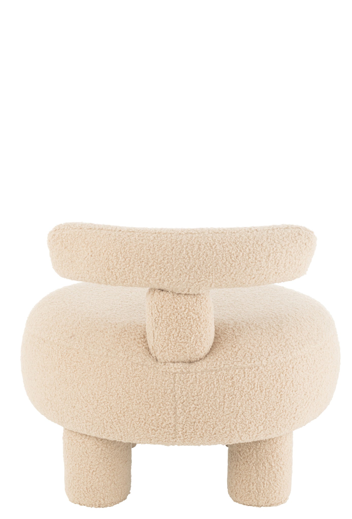 Ronde kruk met rugleuning, bouclé, warm beige