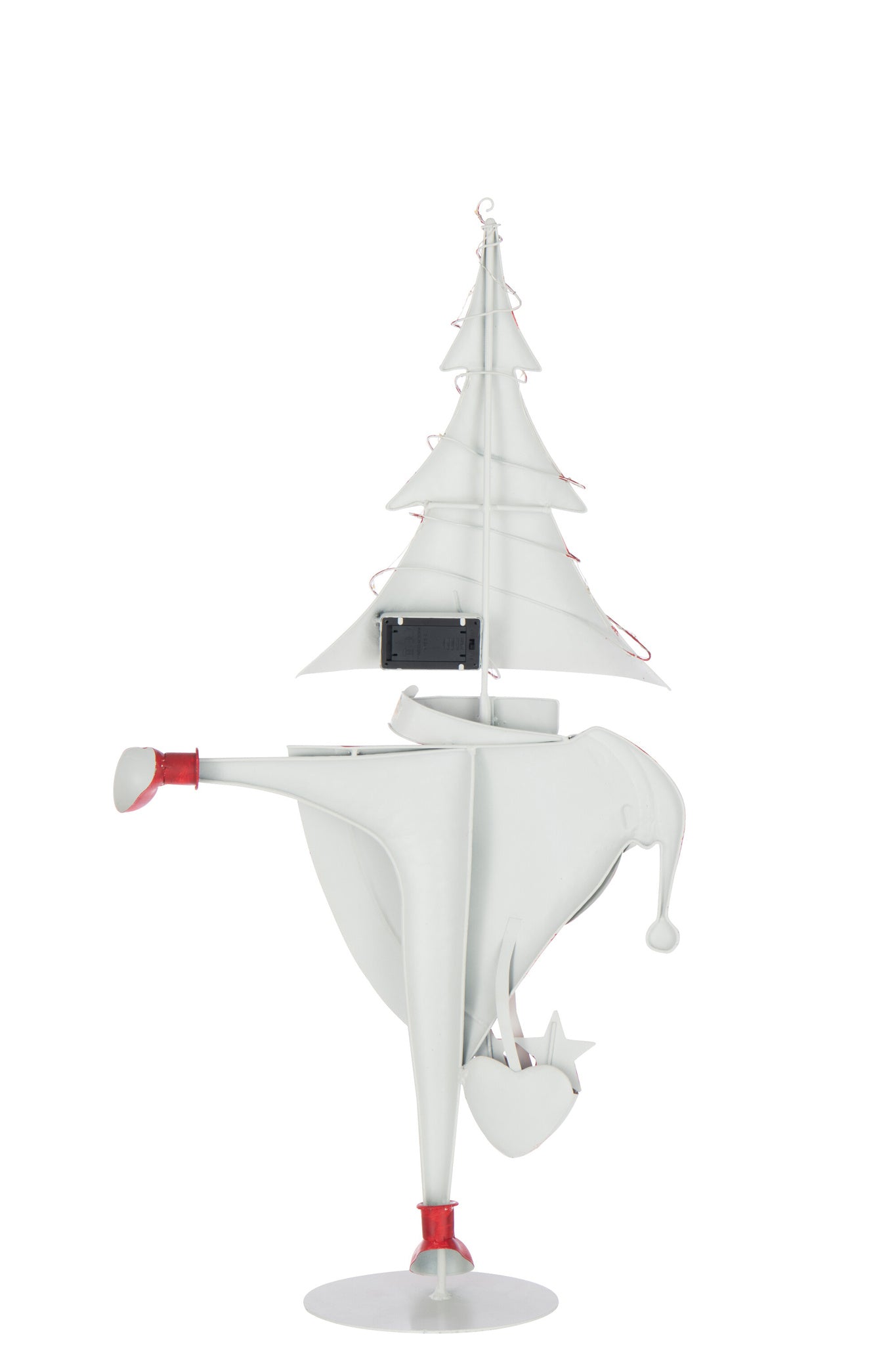 J-LINE KERSTMAN LED BOOM IJZER KERST ROOD/WIT GROOT