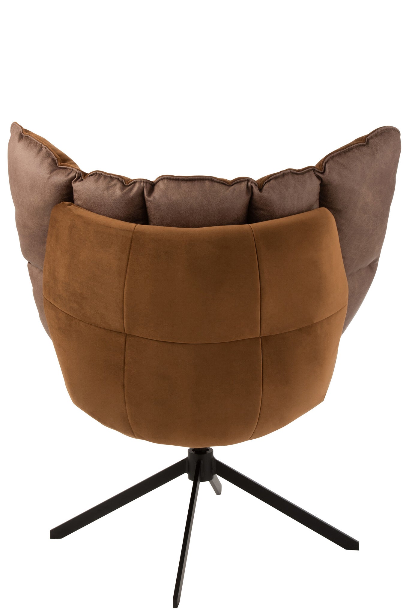 Relaxstoel met kussen op frame, textiel/metaal, bruin