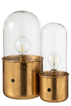 J-LINE ANTIEKE LED-TAFELLAMP GLAS ZINK GOUD GROOT