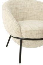 Loungestoel + voetenkruk ijzer beige/zwart