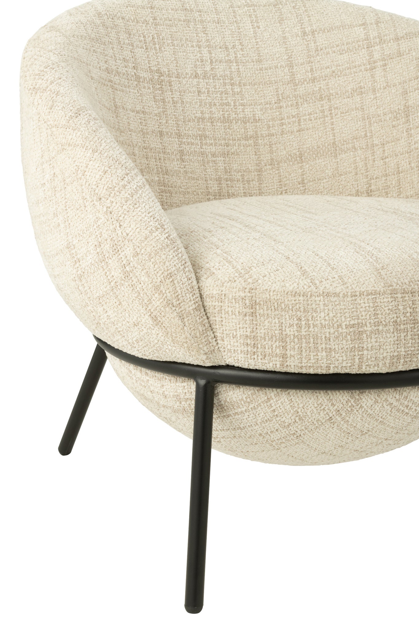 Loungestoel + voetenkruk ijzer beige/zwart