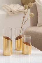 J-LINE WINDLICHT MOA GLAS TRANSPARANT/GOUD MEDIUM