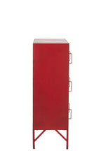 J-LINE CUPBOARD 9 DRAWER METAL RED