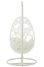 J-LINE HANGSTOEL + KUSSENS BULA METAAL/RIET WIT 