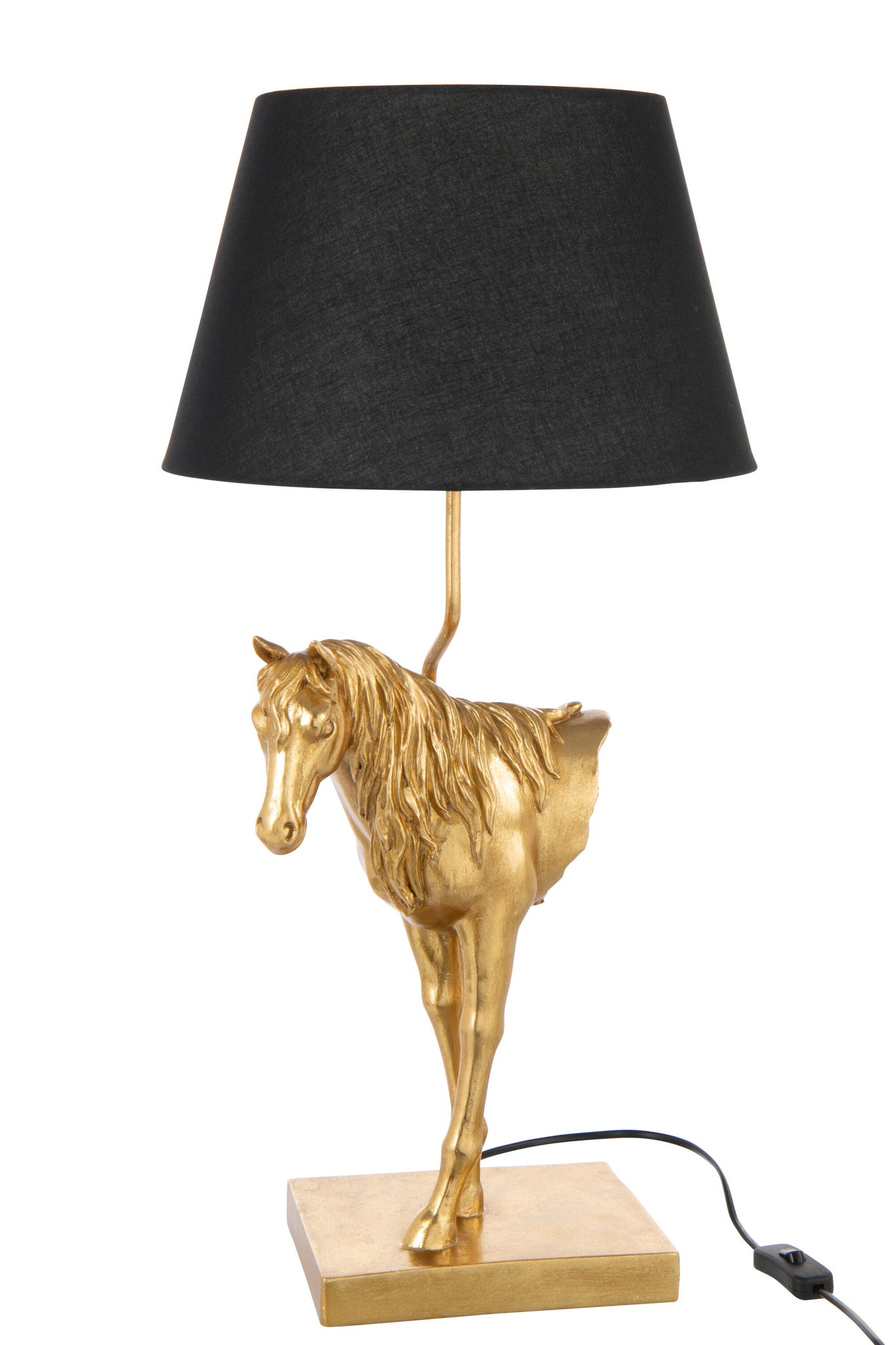 Tafellamp paard, vooraanzicht, polyresin, goudkleurig/zwart