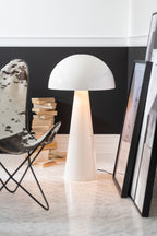 Extra grote glanzend-witte metalen paddenstoellamp