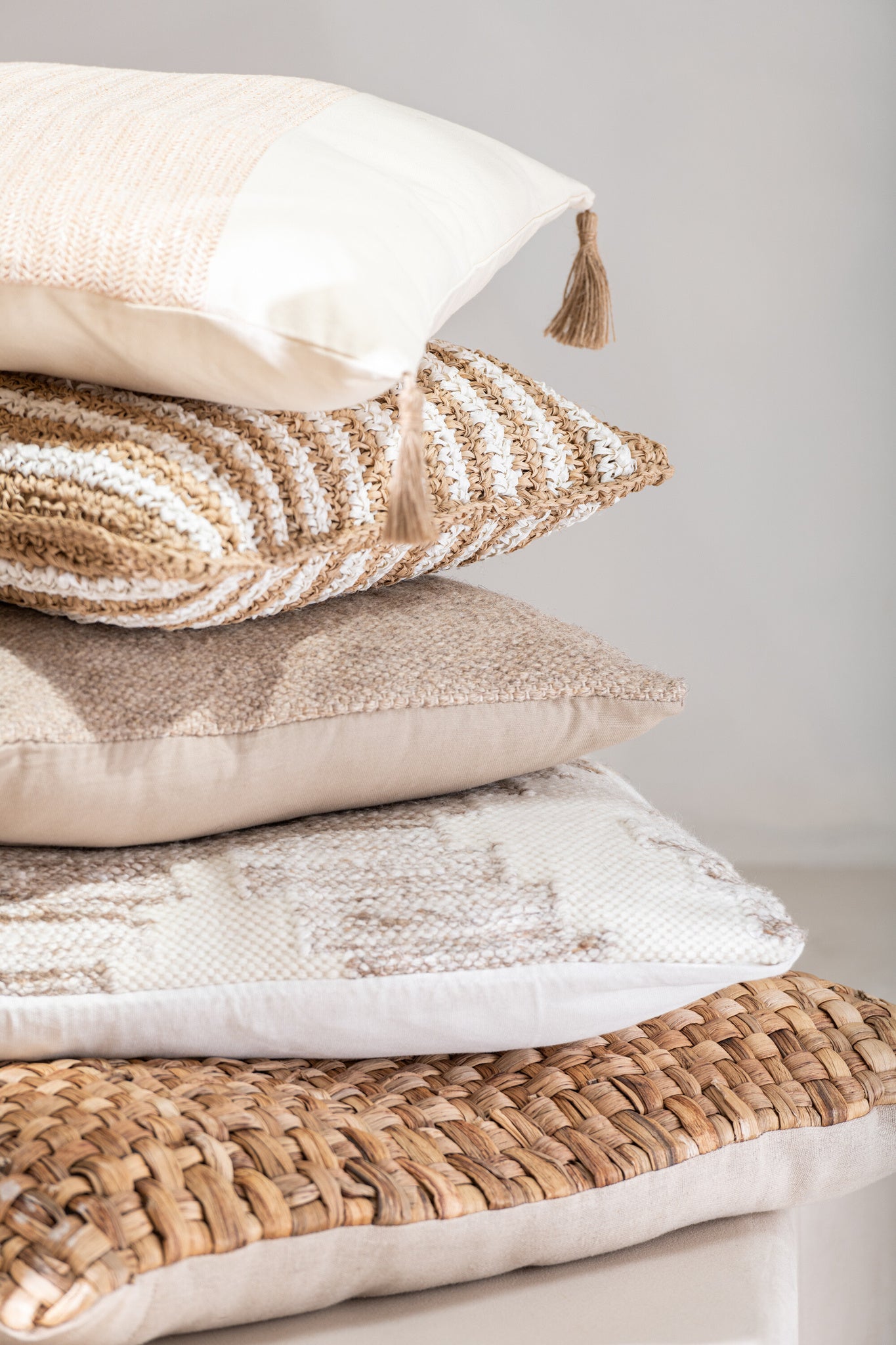 Kussen Geweven Vierkant Polyester Beige