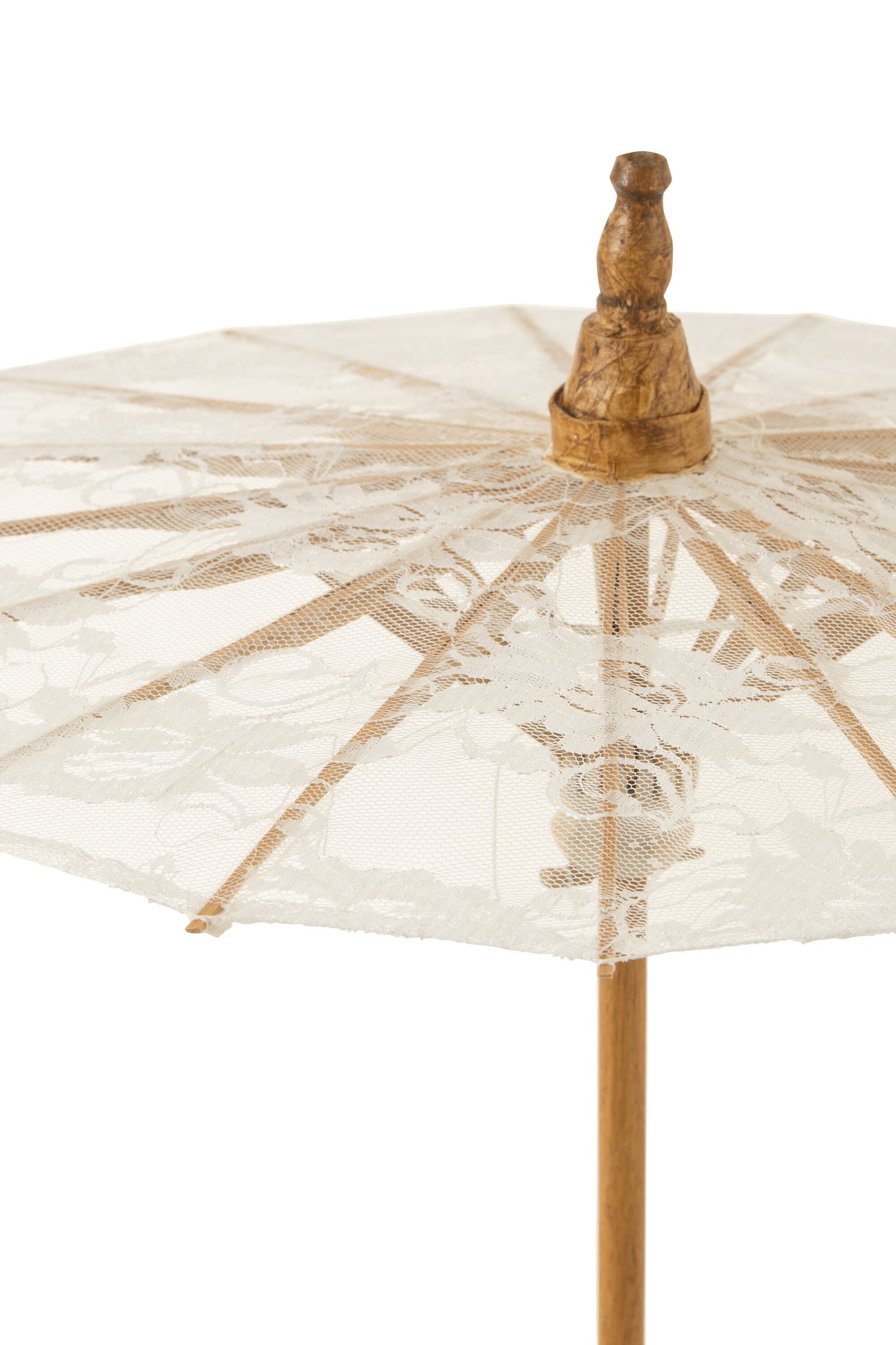 Parasol Patronen Kant Katoen/Hout Wit