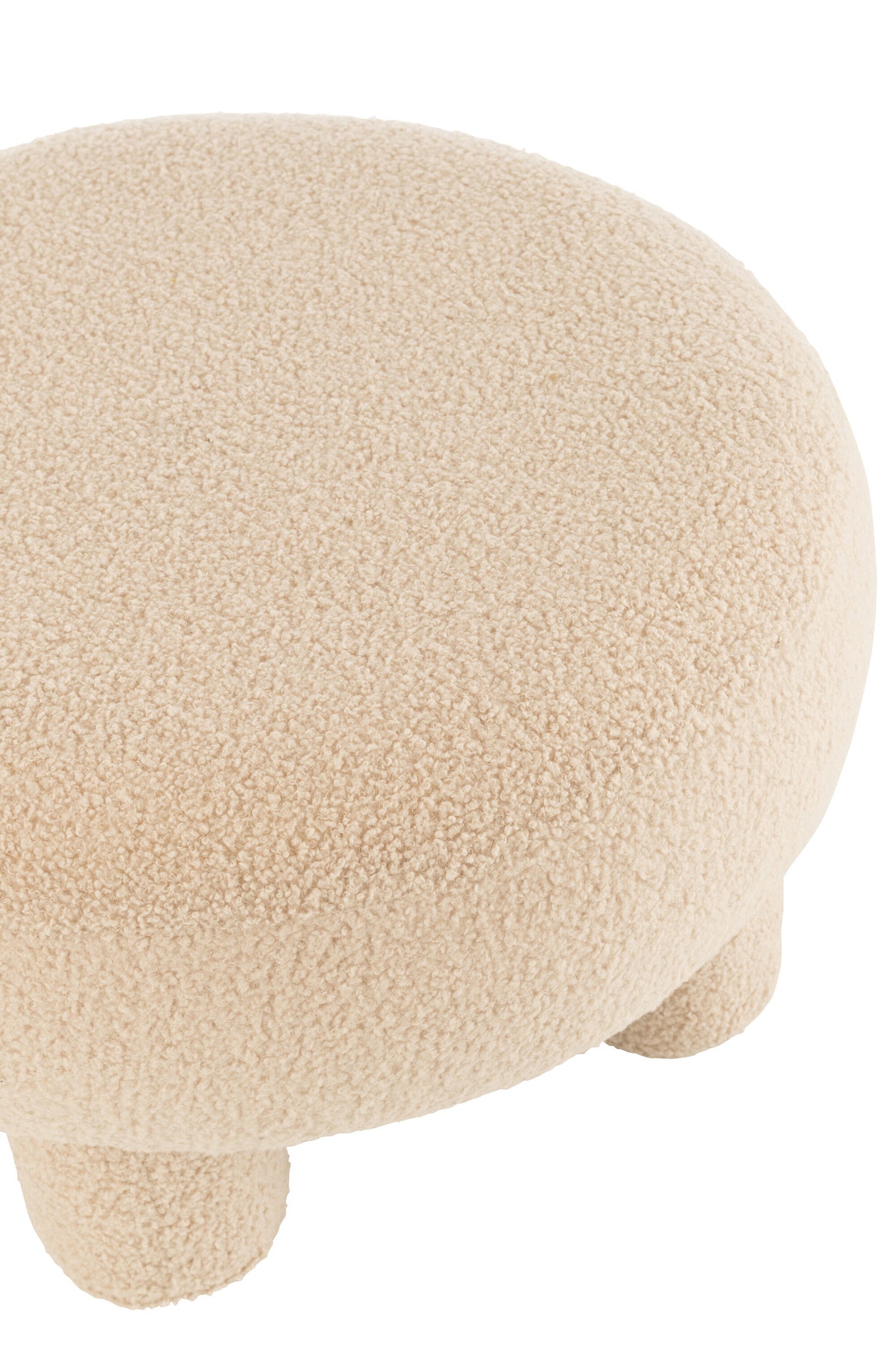 Ronde kruk teddy-poten bouclé warm beige