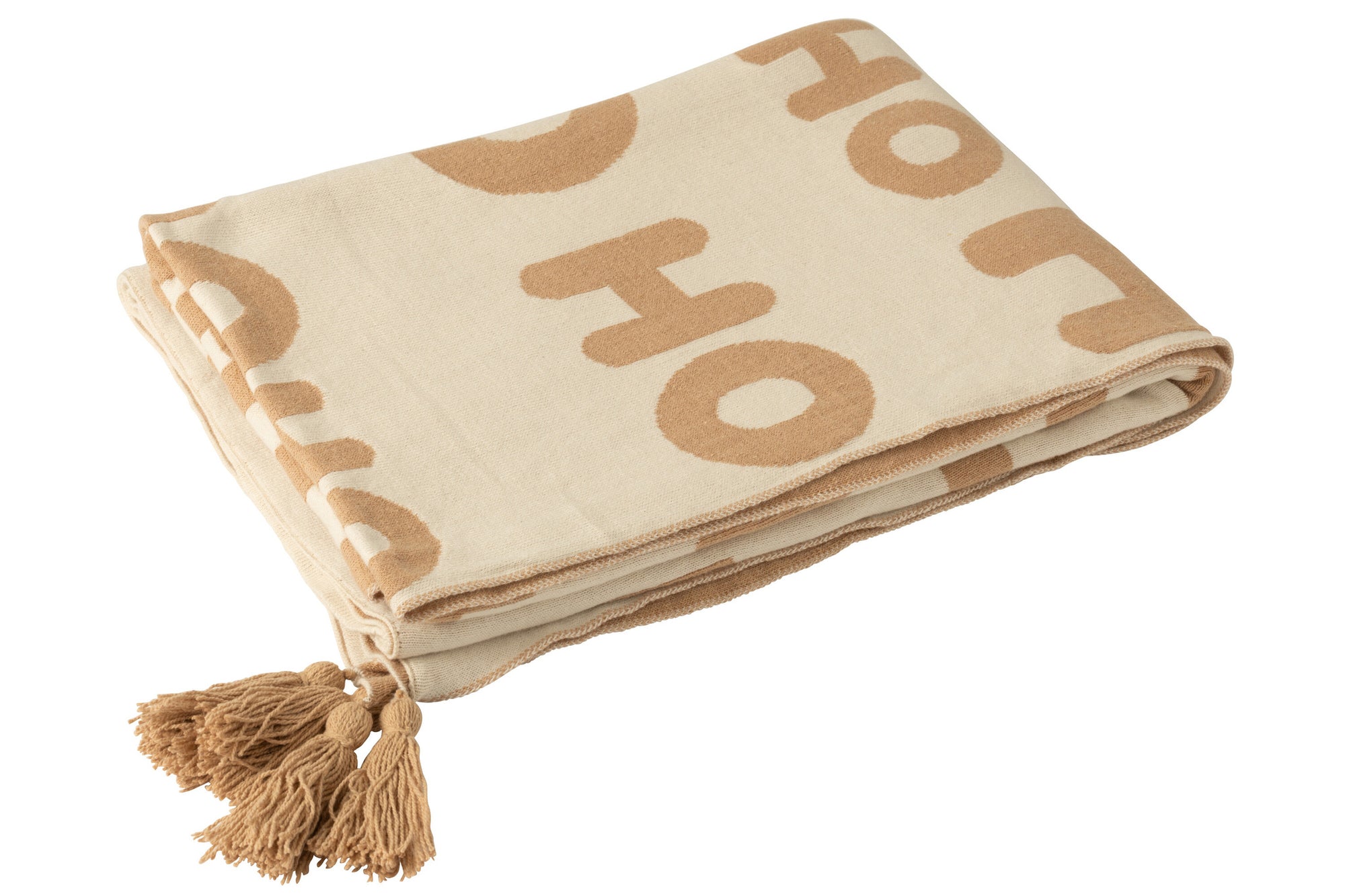 J-LINE DEKEN HOHOHO POLYESTER WIT/BEIGE
