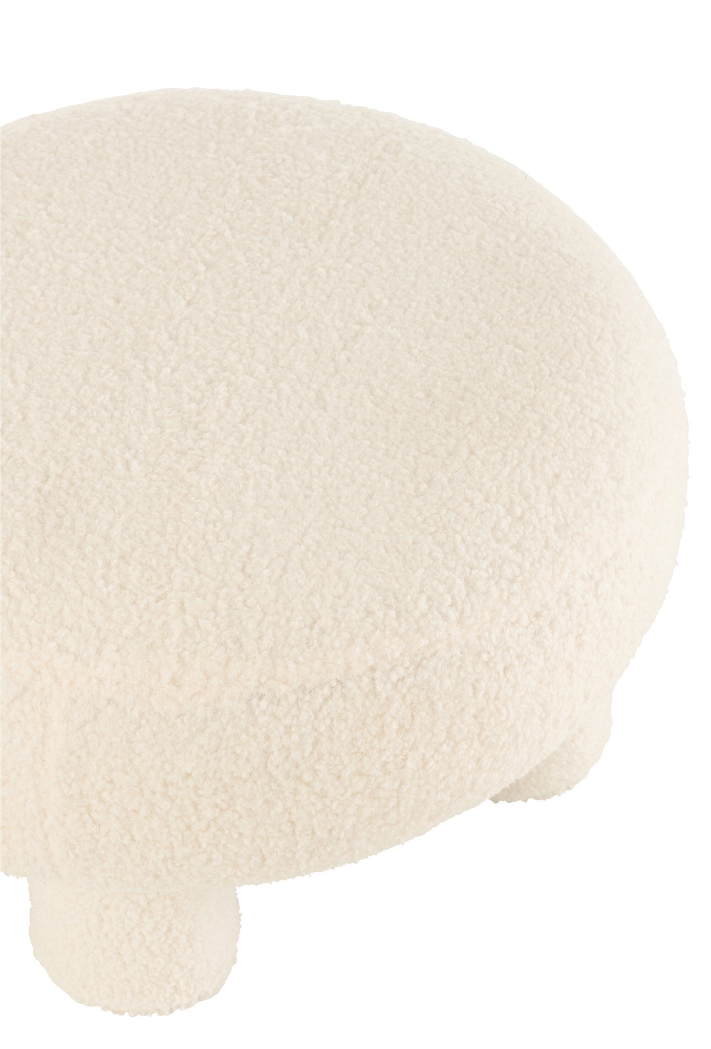 Ronde kruk met teddy-poten, bouclé, wit