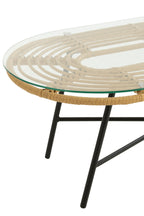 Tafel Laag Ovaal Buiten Metaal/Glas Natuur/Zwart