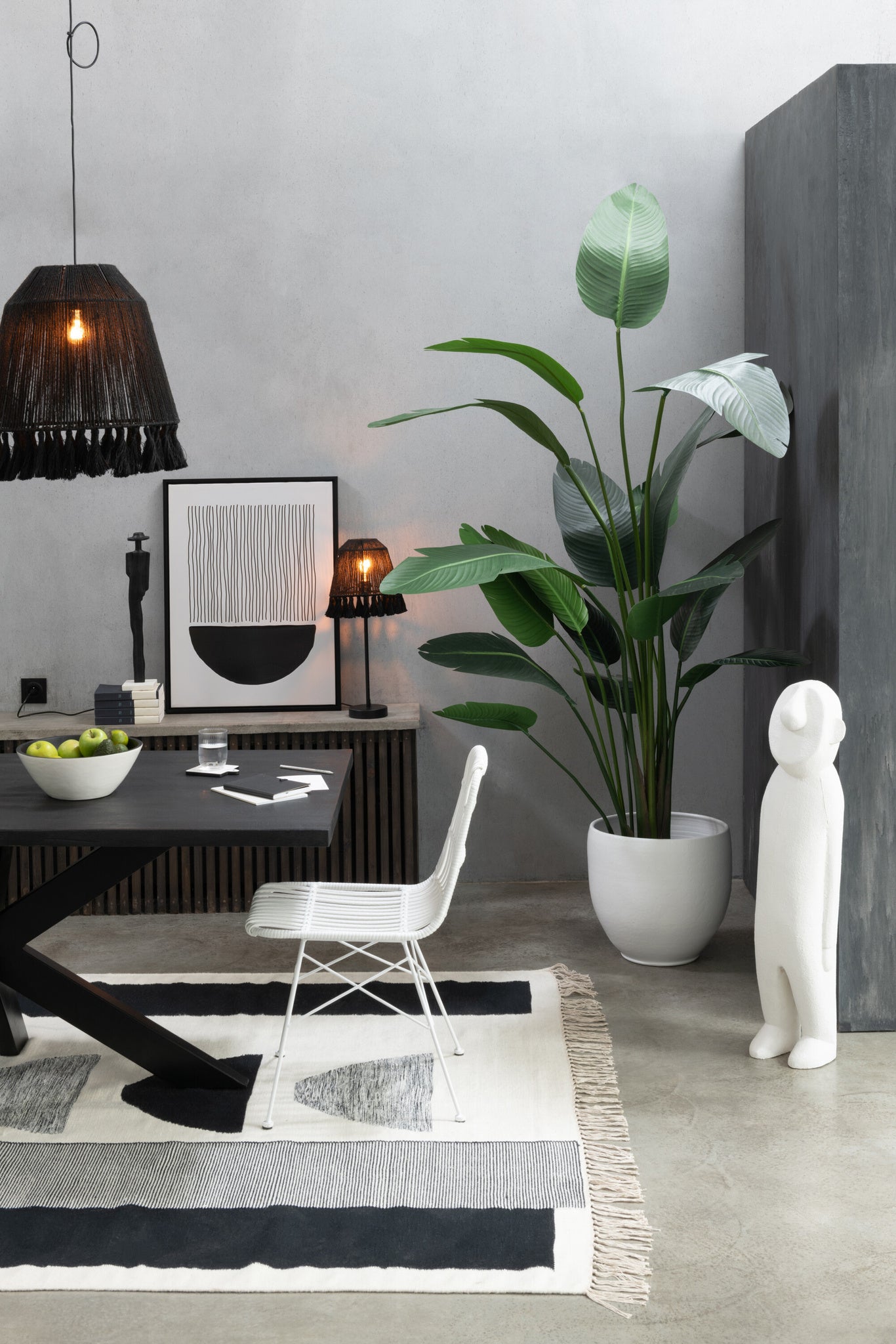 Hanglamp Celia Jute Zwart Groot