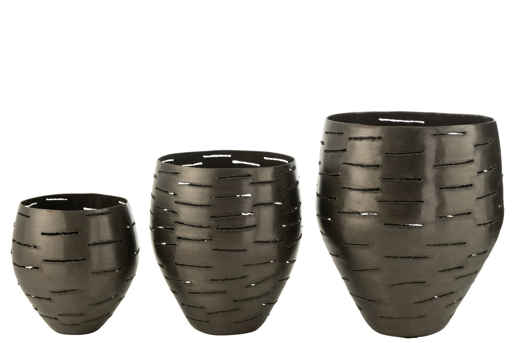 J-LINE SET VAN 3 WINDLICHTEN KOMMETJES METAAL ZWART