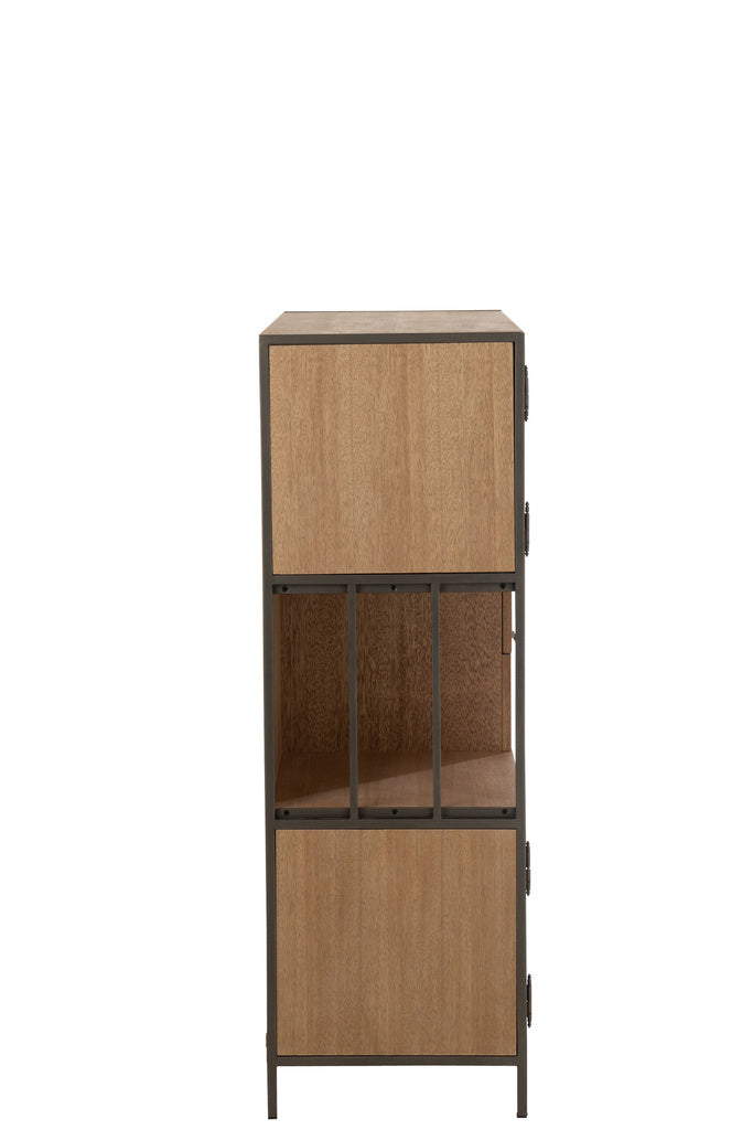 J-LINE KAST MET VERSCHILLENDE COMPARTIMENTEN HOUT/METAAL NATURAL