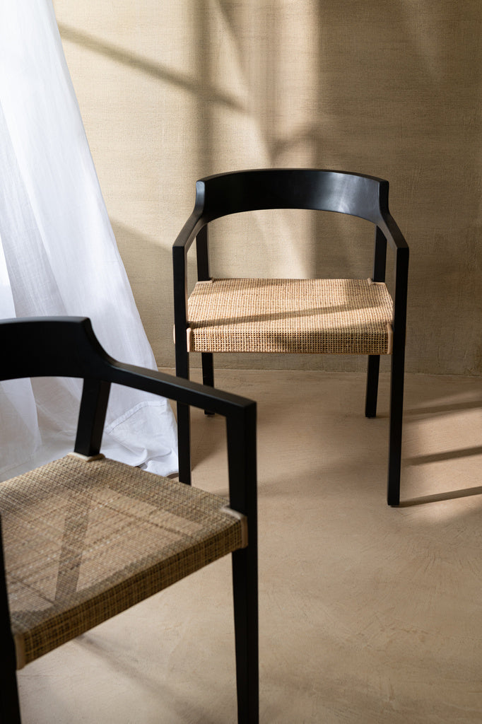 J-LINE STOEL EMMA TEAK ZWART/BRUIN