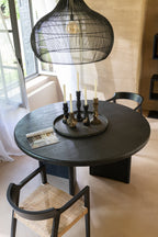 J-LINE RONDE TAFEL TEAKHOUT ZWART