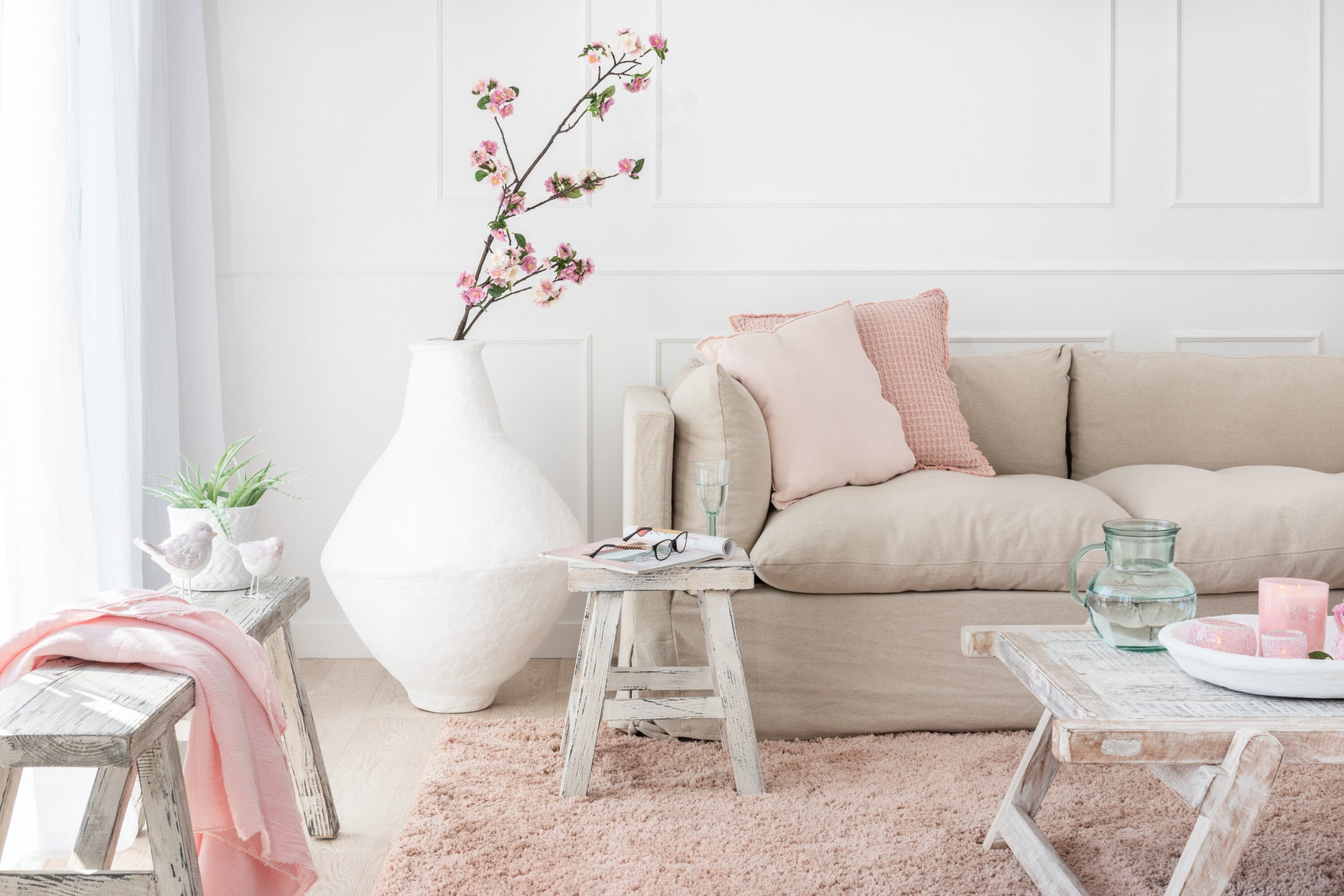 Gooi Stonewashed Linnen Roze