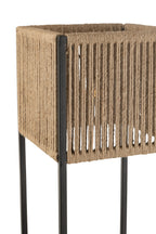 Vierkante lamp ijzer/jute naturel/zwart