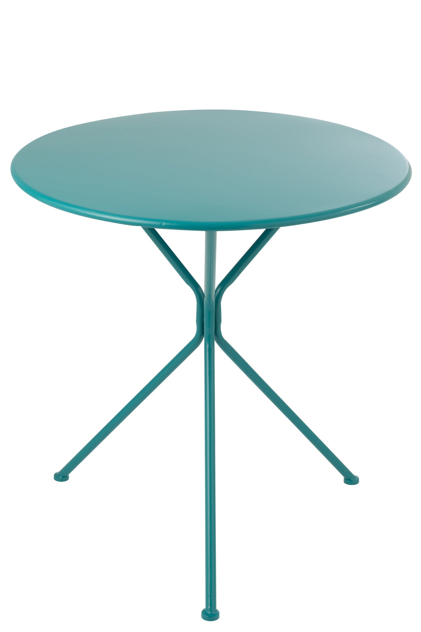 Ronde metalen tuintafel met driepoot, turquoise, groot