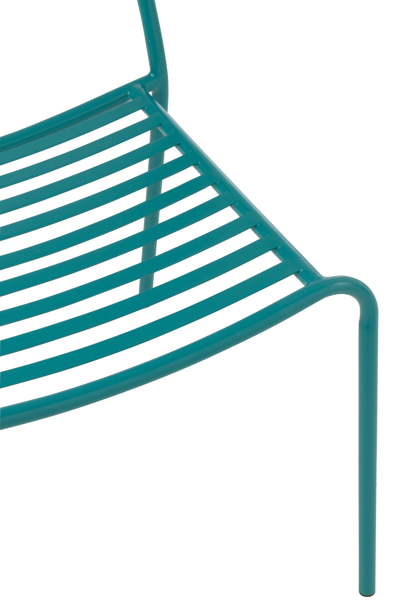 Turquoise gestreepte metalen tuinstoel