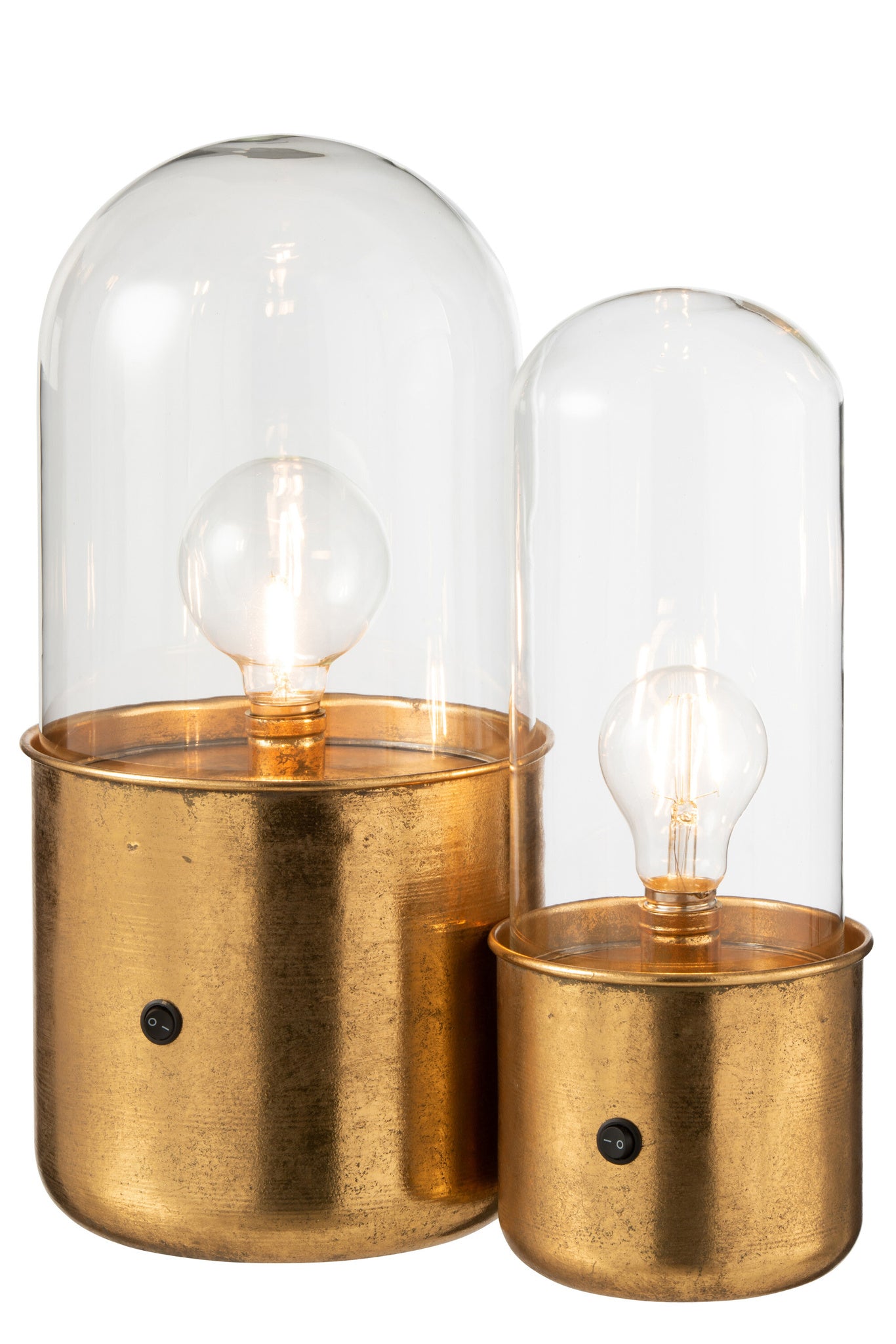 J-LINE ANTIEKE LED-TAFELLAMP GLAS ZINK GOUD GROOT