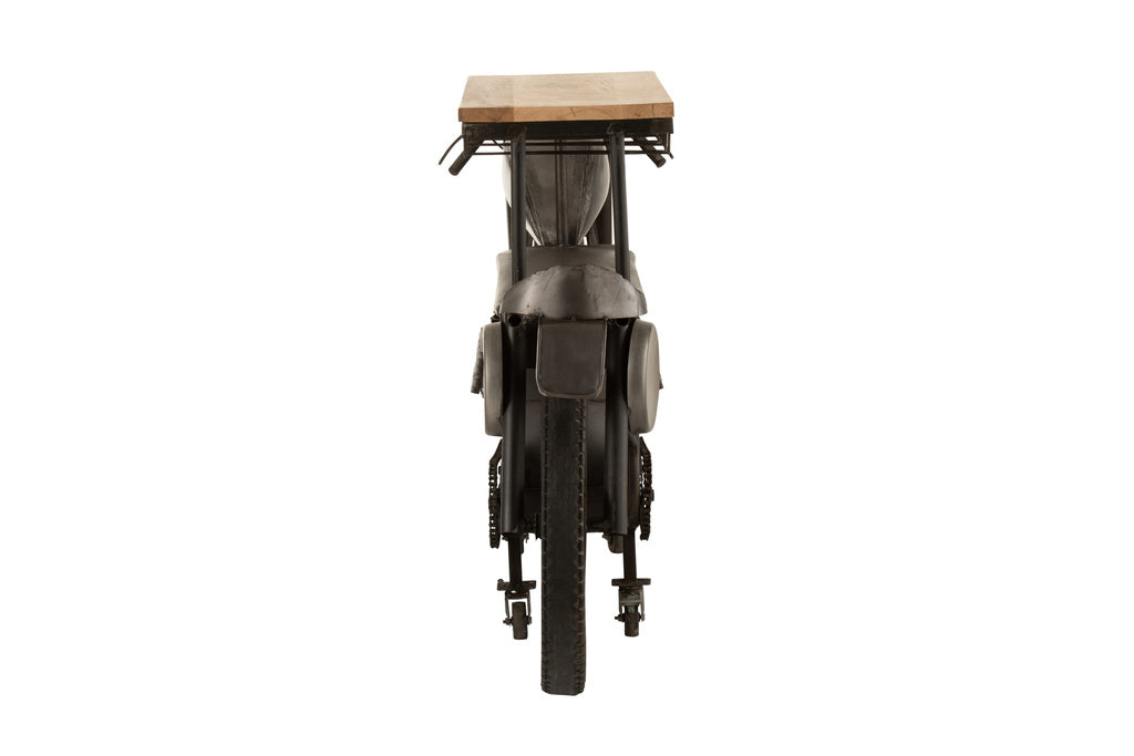 J-LINE BAR MOTORCYCLE 12GLASSES 6BOTTLES METAL/MANGO WOOD DONKERGRIJS/NATUUR